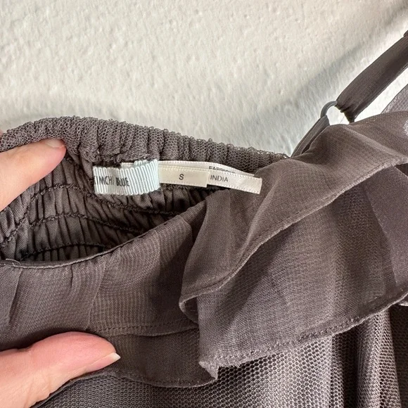 Urban Outfitters Taupe Gray Tulle Kimchi & Blue Dress 👗 Ruffle Frill - Picture 3 of 4